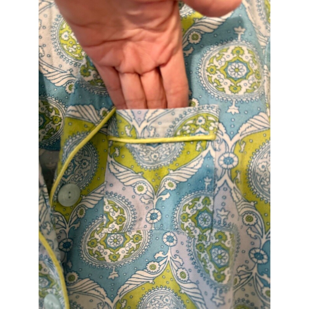 Victoria Secret Pajama Set Size Small Paisley Print Lime Green/Blue - Picture 4 of 16